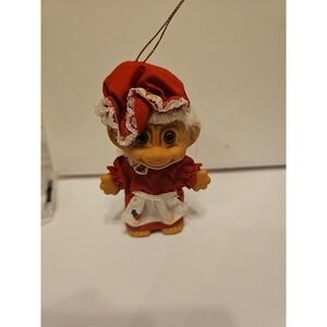 Vintage Russ Troll Doll Christmas Ornament Apron Dress Hat Mrs Santa